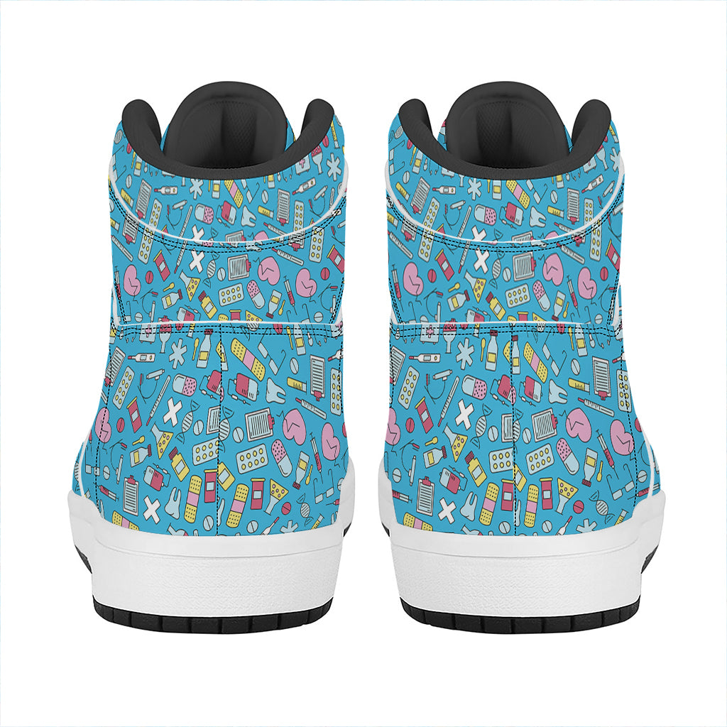Cute Medical Pattern Print High Top Leather Sneakers