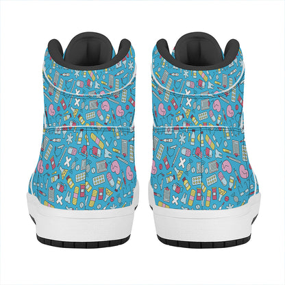 Cute Medical Pattern Print High Top Leather Sneakers
