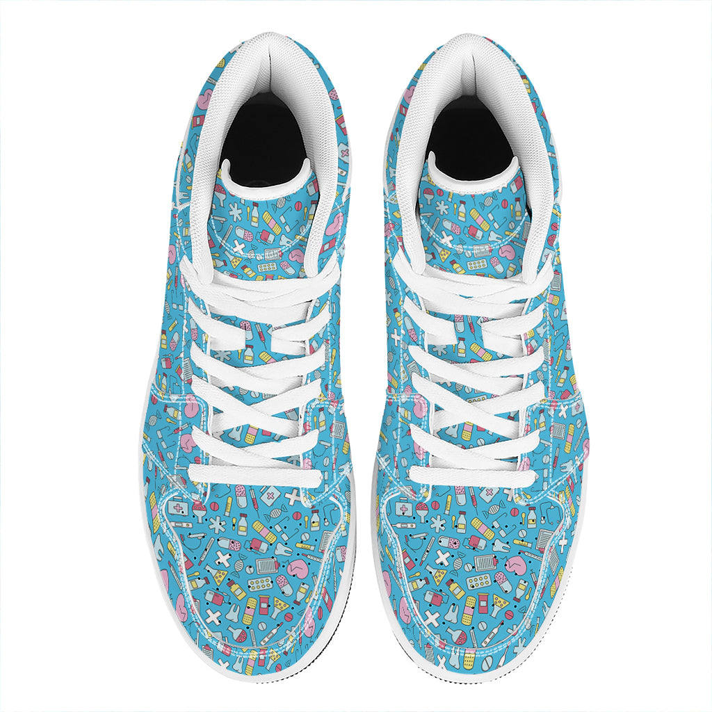 Cute Medical Pattern Print High Top Leather Sneakers