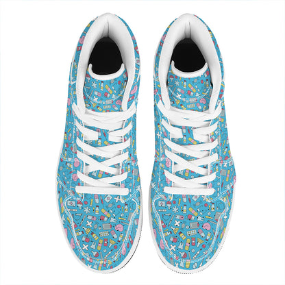 Cute Medical Pattern Print High Top Leather Sneakers