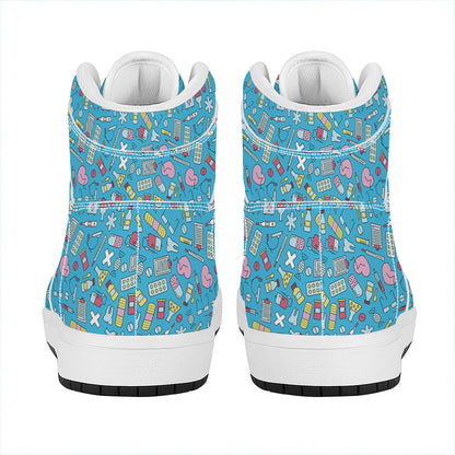 Cute Medical Pattern Print High Top Leather Sneakers