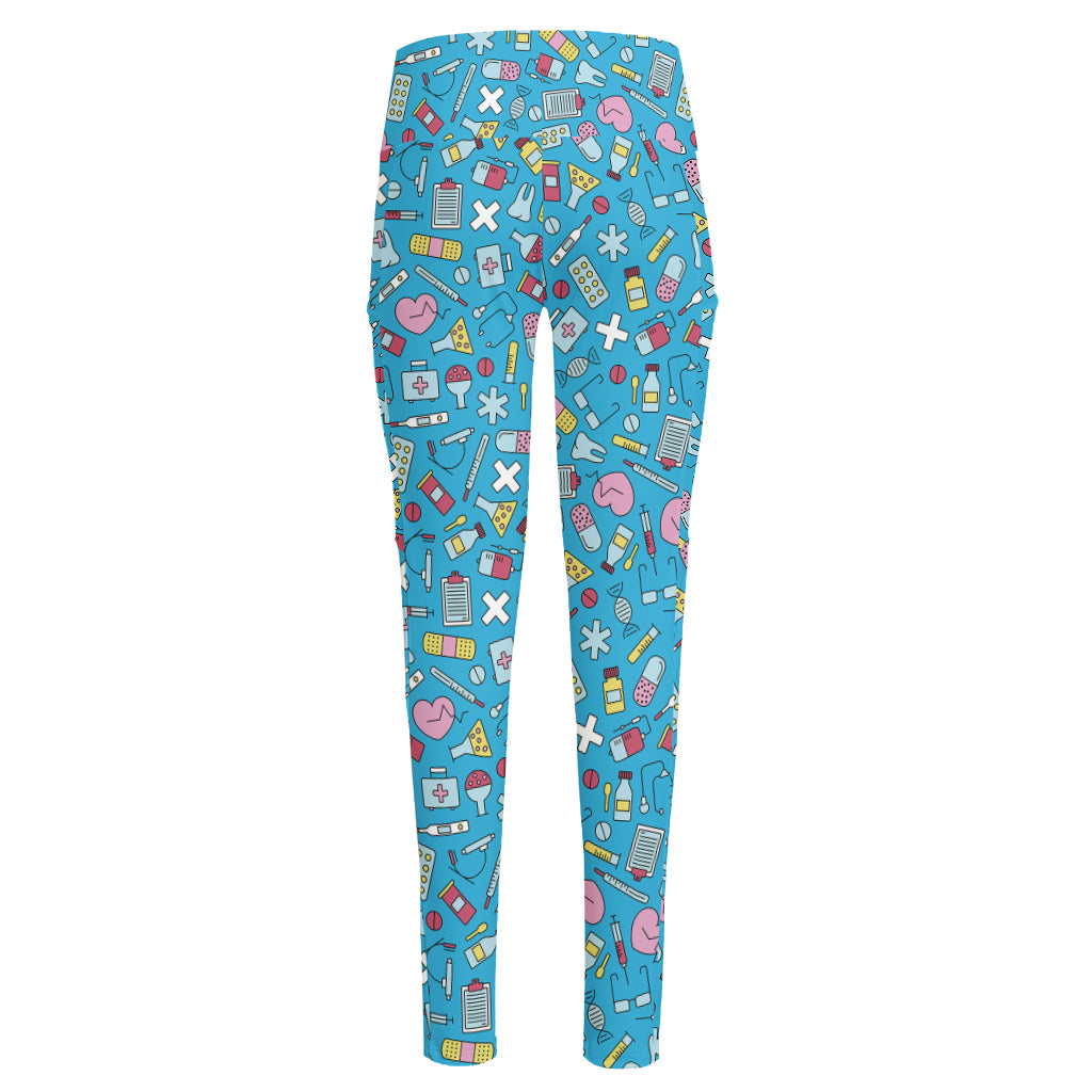 Cute Medical Pattern Print High-Waisted Pocket Leggings