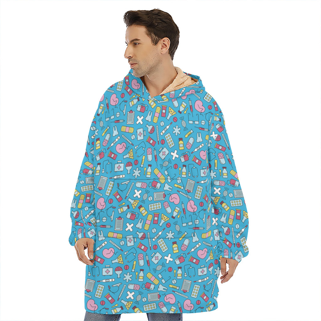 Cute Medical Pattern Print Hoodie Blanket