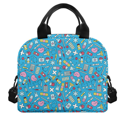 Cute Medical Pattern Print Insulated Lunch Bag
