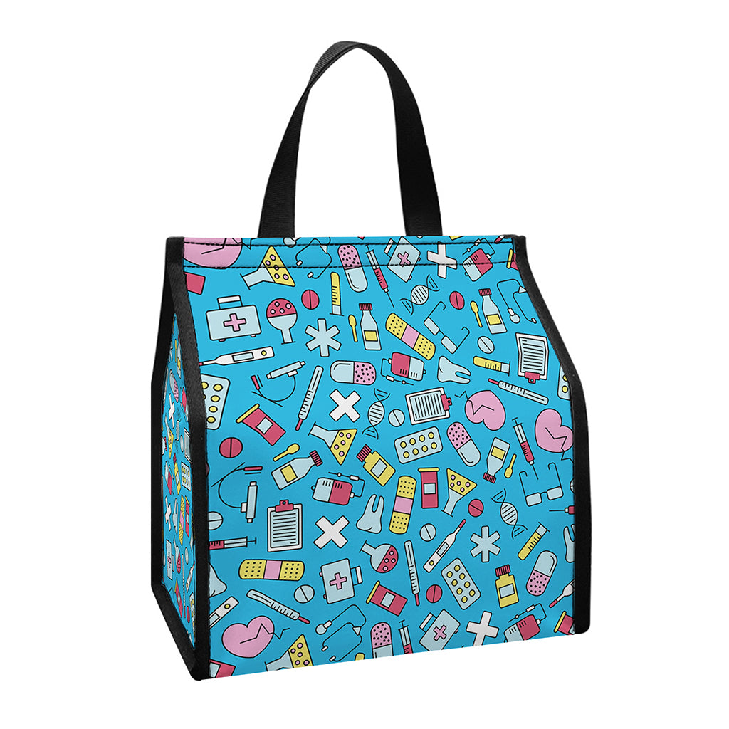 Cute Medical Pattern Print Insulated Lunch Tote