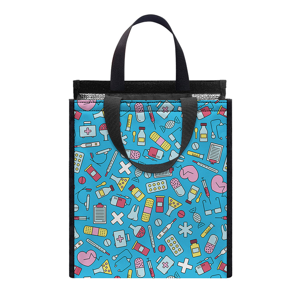 Cute Medical Pattern Print Insulated Lunch Tote
