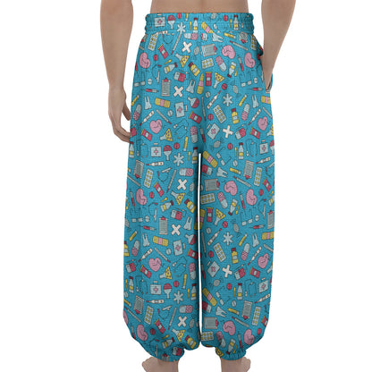 Cute Medical Pattern Print Lantern Pants