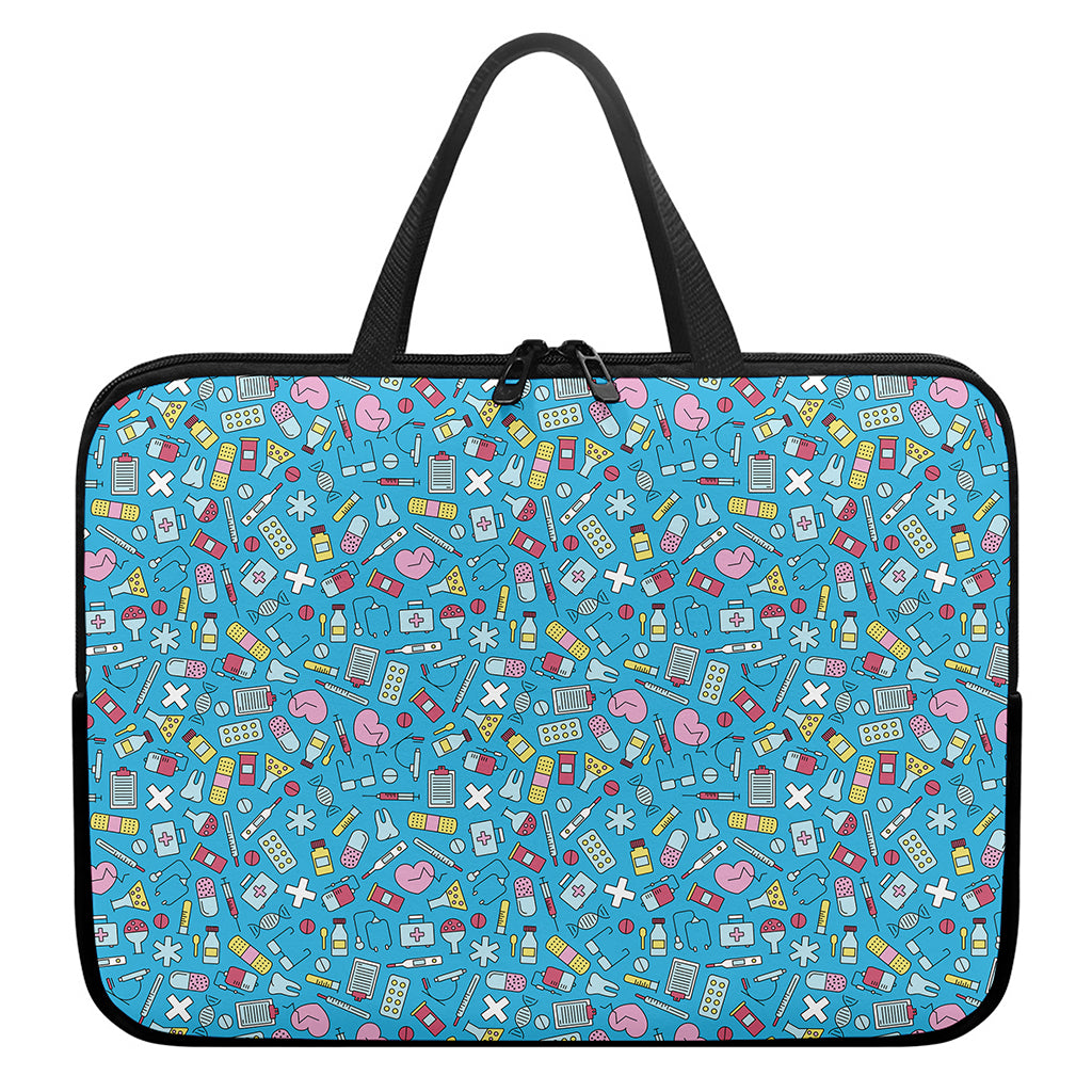 Cute Medical Pattern Print Laptop Sleeve With Handle