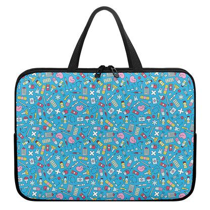 Cute Medical Pattern Print Laptop Sleeve With Handle
