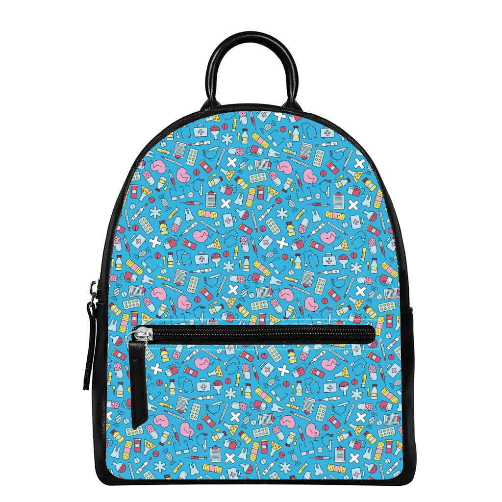 Cute Medical Pattern Print Leather Backpack
