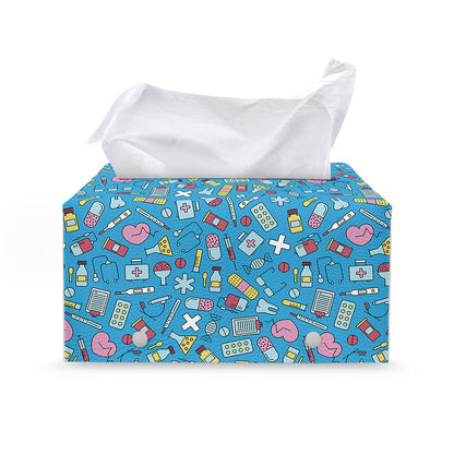 Cute Medical Pattern Print Leather Tissue Box Cover