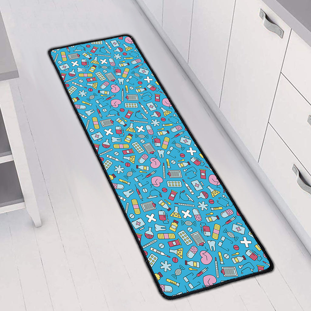 Cute Medical Pattern Print Long Kitchen Mat