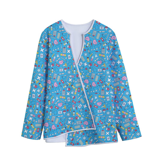 Cute Medical Pattern Print Long Sleeve Short Coat