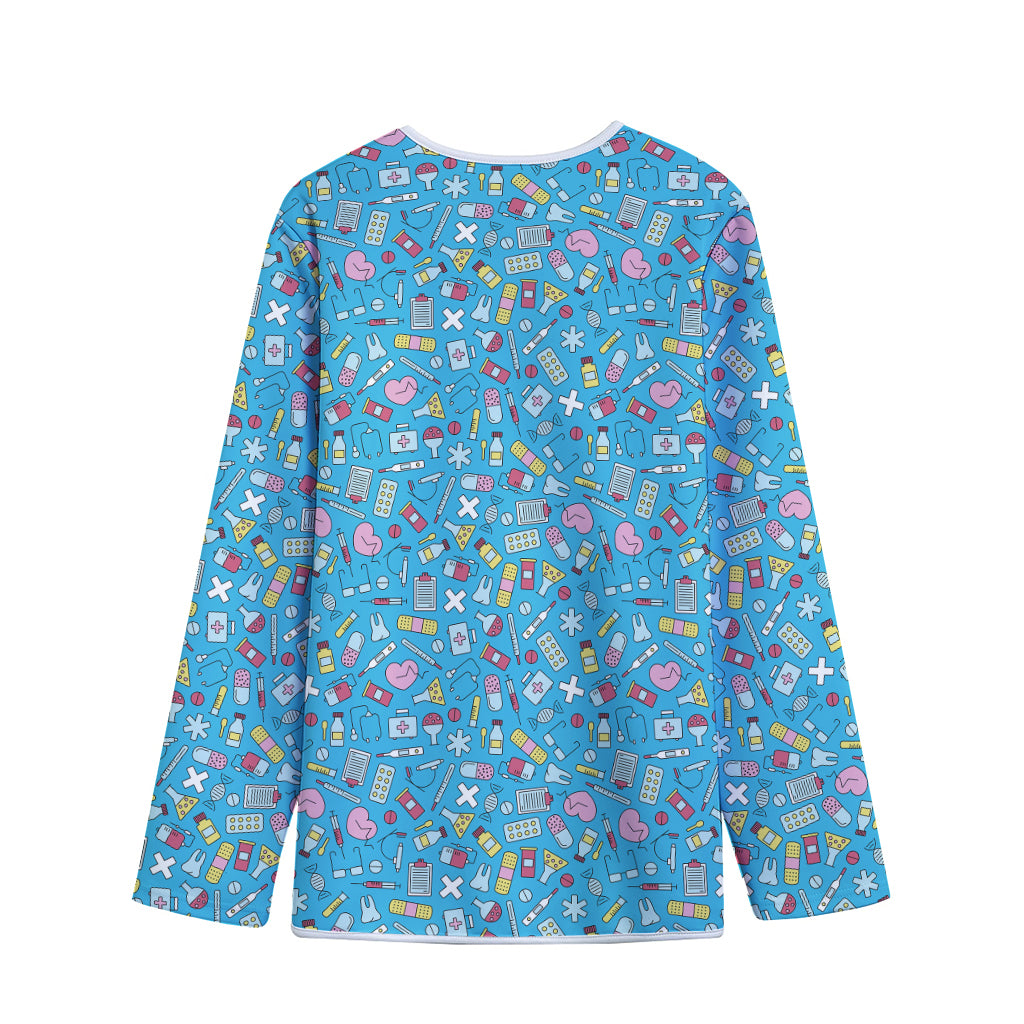 Cute Medical Pattern Print Long Sleeve Short Coat