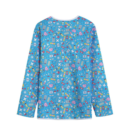 Cute Medical Pattern Print Long Sleeve Short Coat
