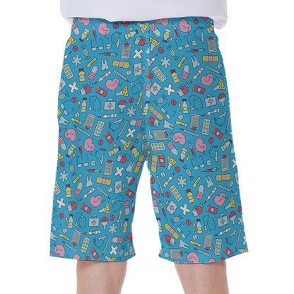 Cute Medical Pattern Print Men's Beach Shorts