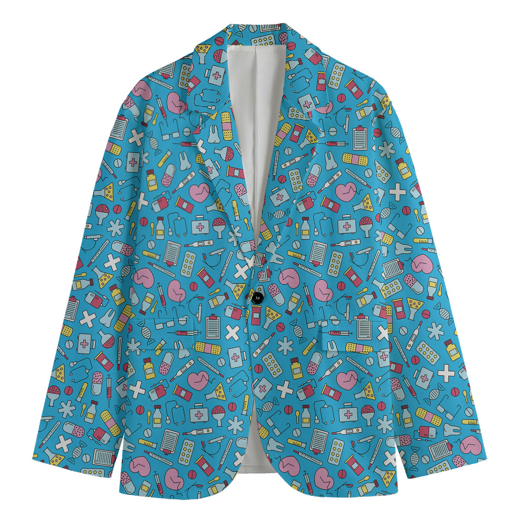 Cute Medical Pattern Print Men's Blazer