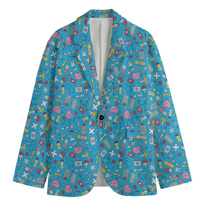 Cute Medical Pattern Print Men's Blazer