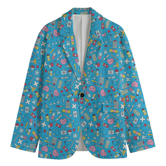 Cute Medical Pattern Print Men's Blazer