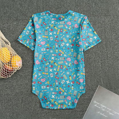 Cute Medical Pattern Print Men's Bodysuit
