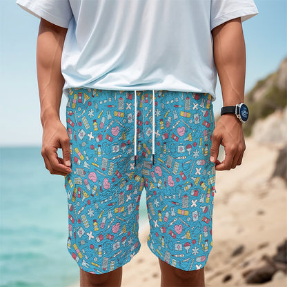 Cute Medical Pattern Print Men's Cargo Shorts