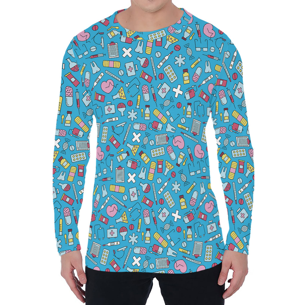 Cute Medical Pattern Print Men's Long Sleeve T-Shirt