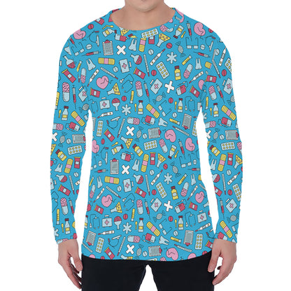 Cute Medical Pattern Print Men's Long Sleeve T-Shirt