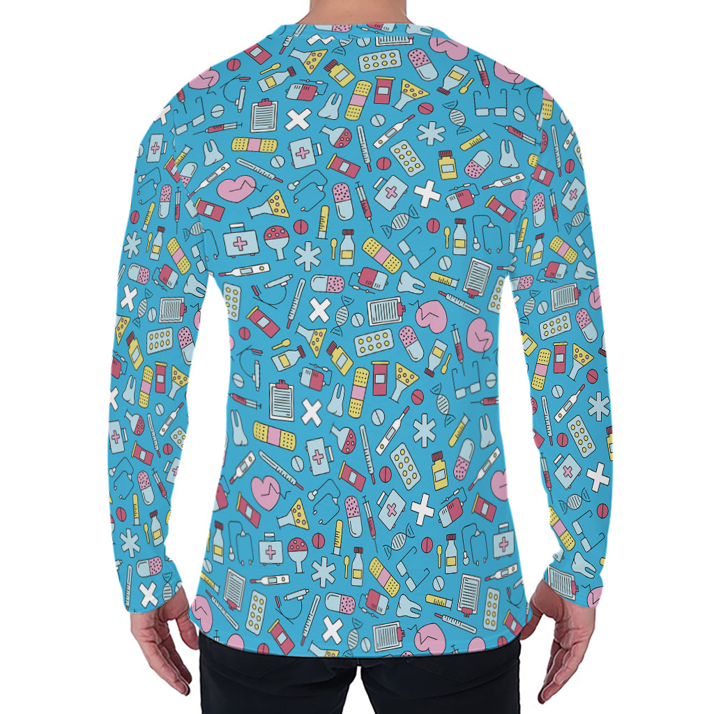 Cute Medical Pattern Print Men's Long Sleeve T-Shirt