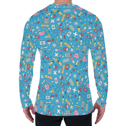 Cute Medical Pattern Print Men's Long Sleeve T-Shirt