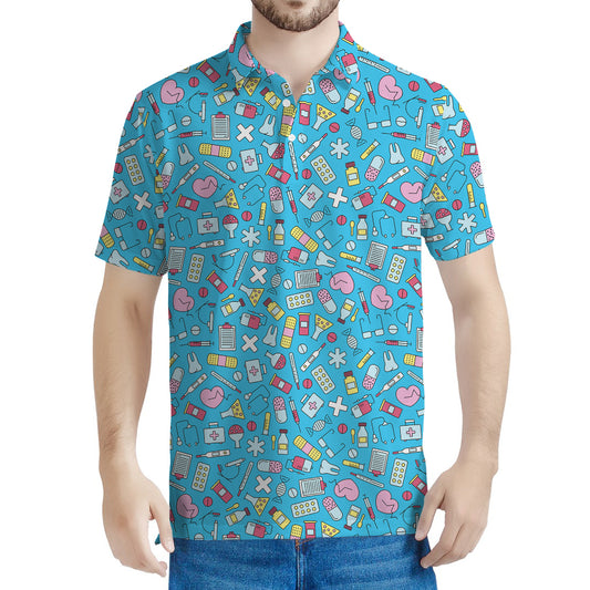 Cute Medical Pattern Print Men's Polo Shirt