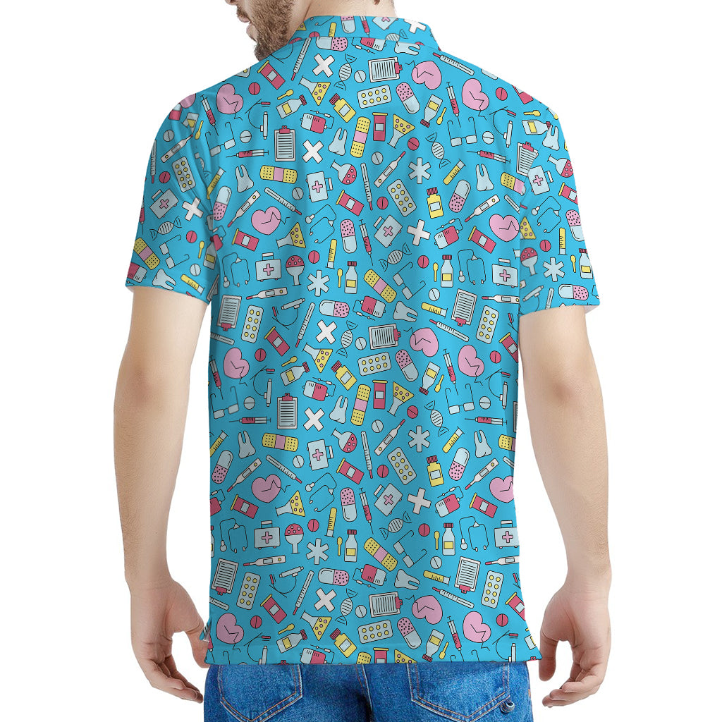 Cute Medical Pattern Print Men's Polo Shirt