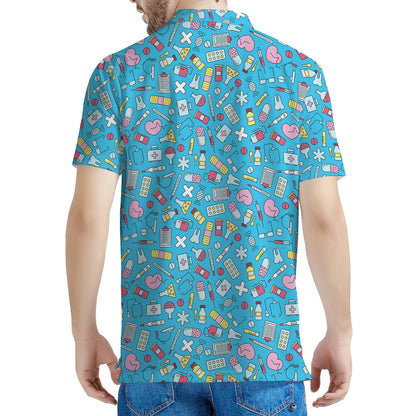 Cute Medical Pattern Print Men's Polo Shirt