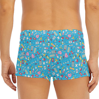 Cute Medical Pattern Print Men's Short Boxer Briefs