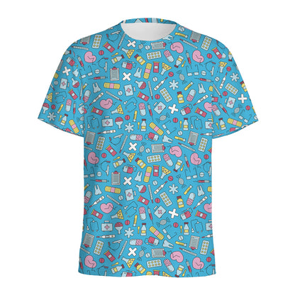 Cute Medical Pattern Print Men's Sports T-Shirt