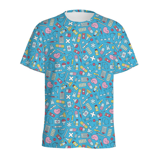 Cute Medical Pattern Print Men's Sports T-Shirt