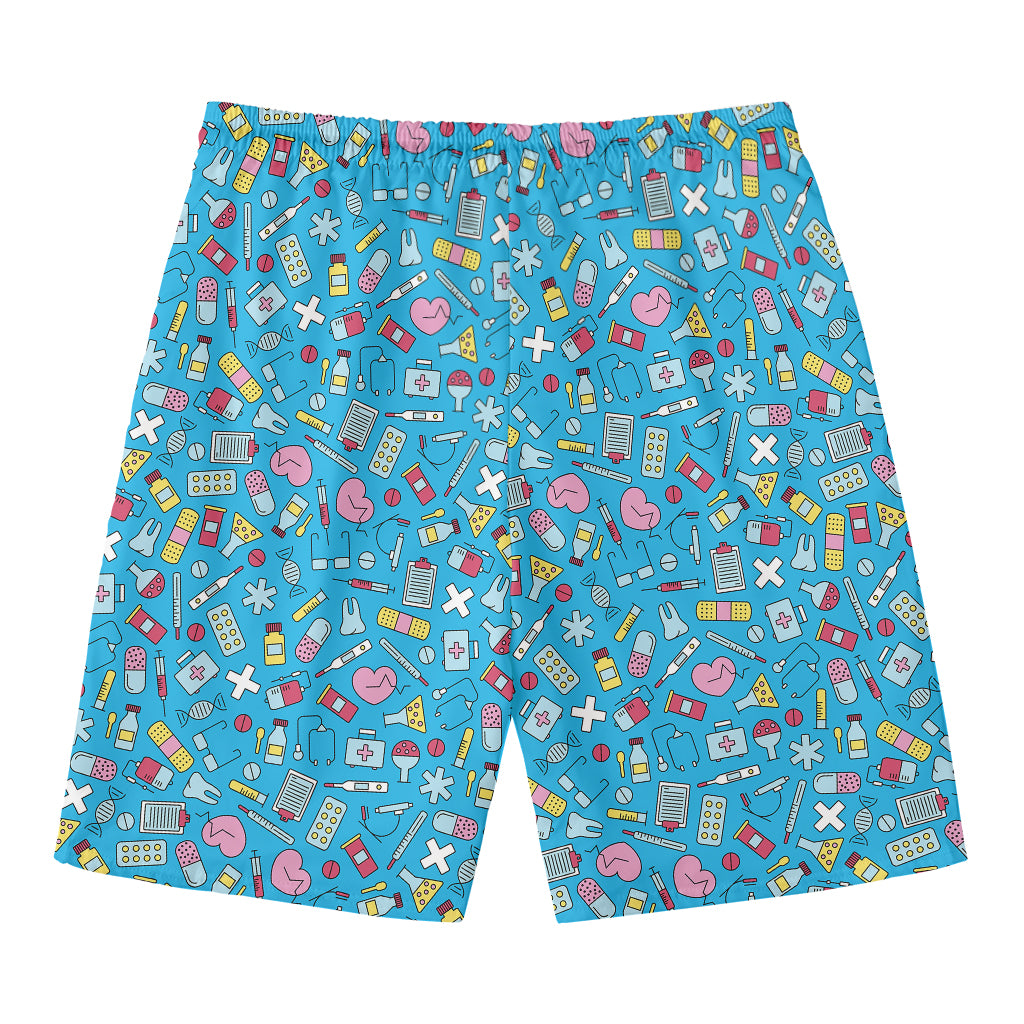 Cute Medical Pattern Print Men's Swim Trunks