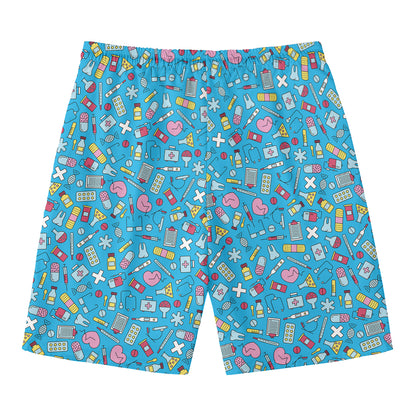 Cute Medical Pattern Print Men's Swim Trunks