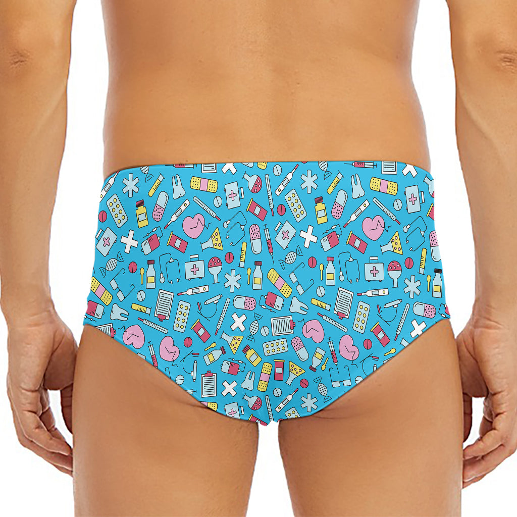 Cute Medical Pattern Print Men's Triangle Swim Briefs