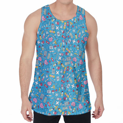 Cute Medical Pattern Print Men's Velvet Tank Top