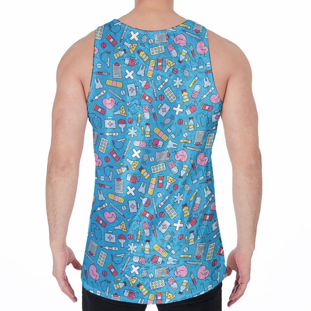 Cute Medical Pattern Print Men's Velvet Tank Top