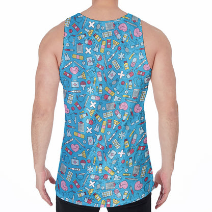 Cute Medical Pattern Print Men's Velvet Tank Top