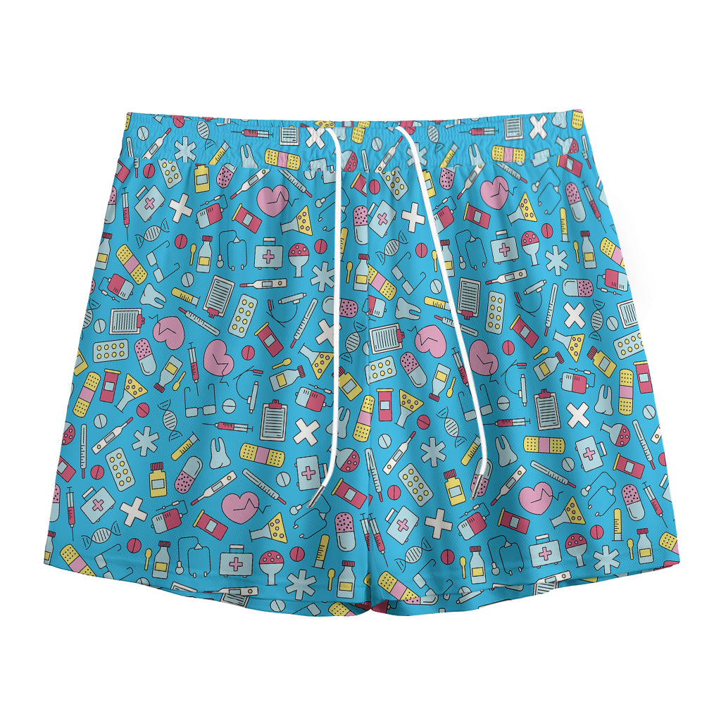 Cute Medical Pattern Print Mesh Shorts