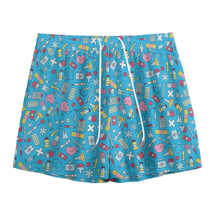 Cute Medical Pattern Print Mesh Shorts