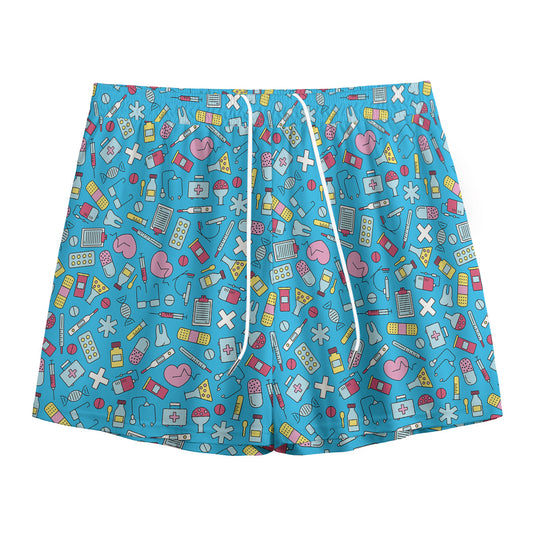 Cute Medical Pattern Print Mesh Shorts