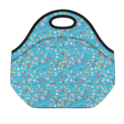 Cute Medical Pattern Print Neoprene Lunch Bag