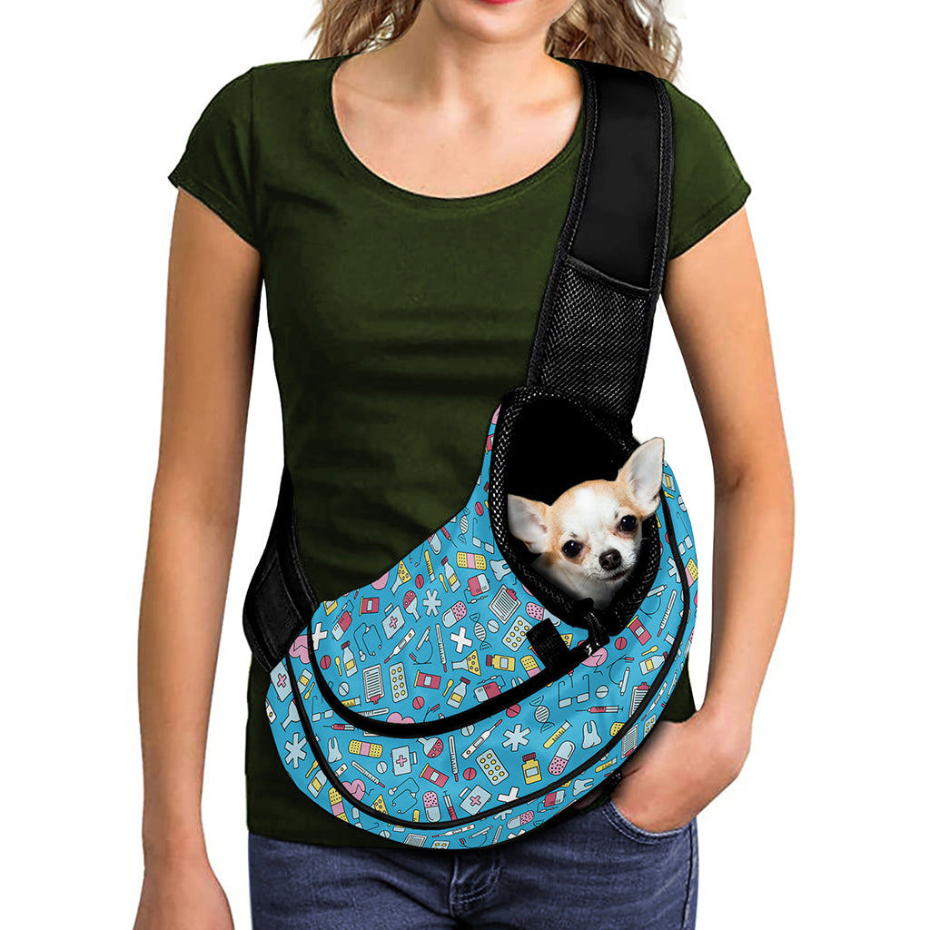 Cute Medical Pattern Print Pet Sling Carrier