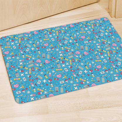 Cute Medical Pattern Print Polyester Doormat