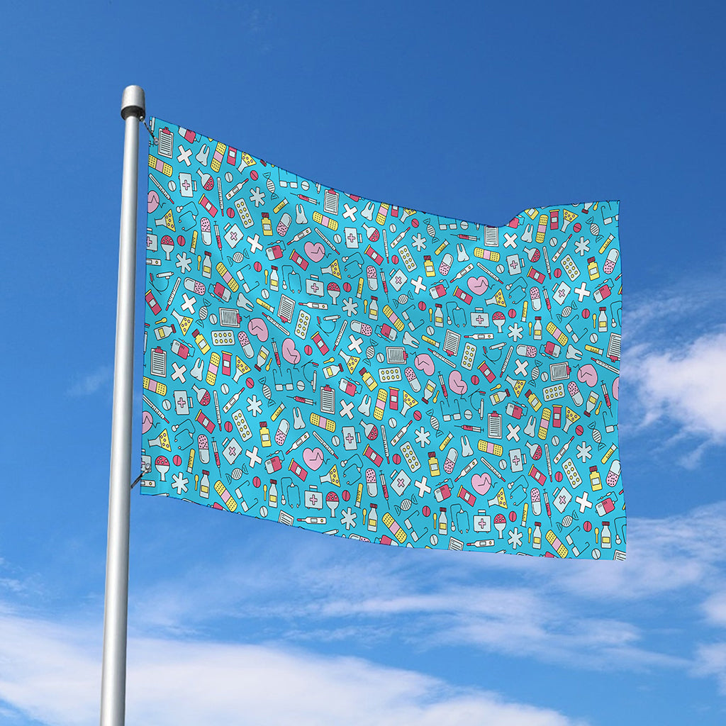 Cute Medical Pattern Print Polyester Flag