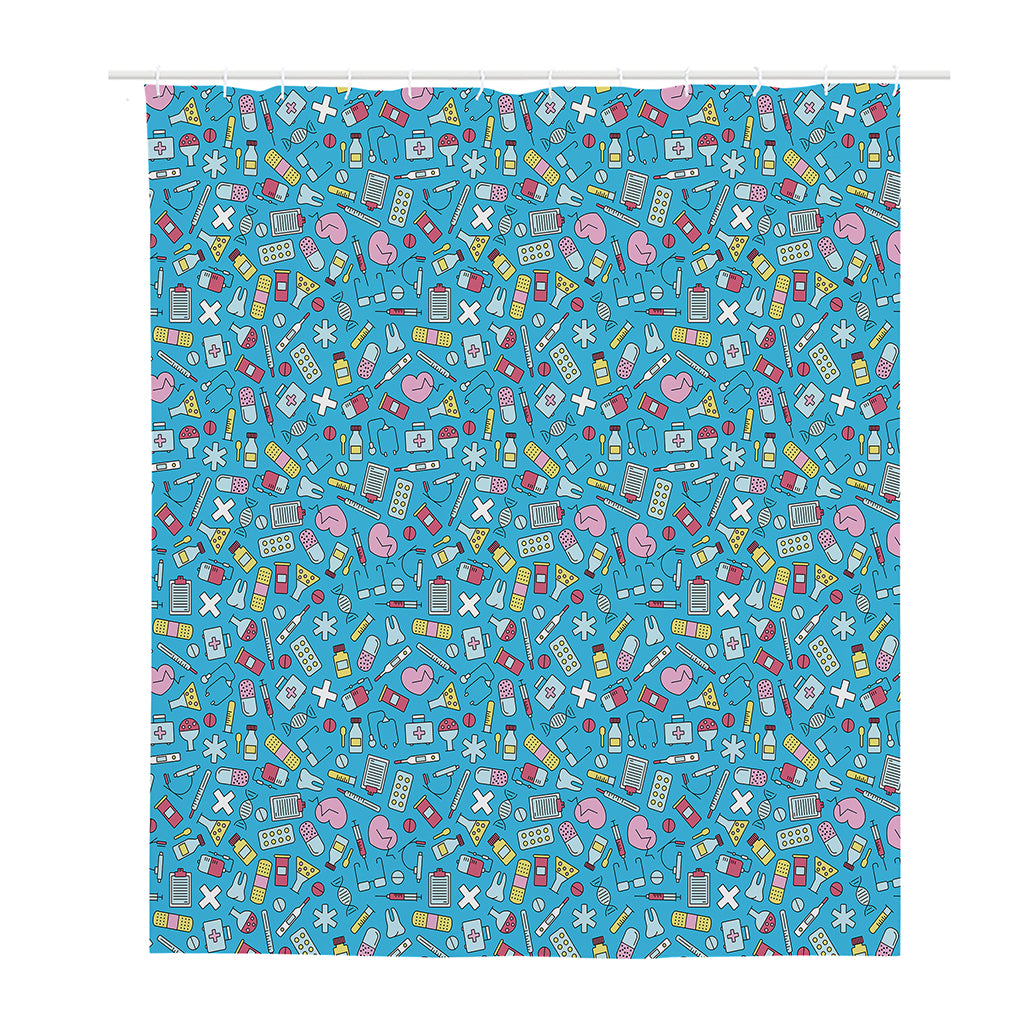 Cute Medical Pattern Print Polyester Shower Curtain