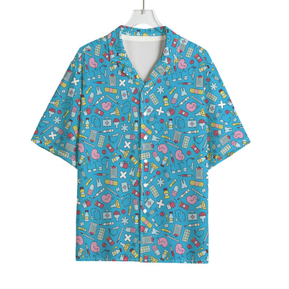 Cute Medical Pattern Print Rayon Hawaiian Shirt